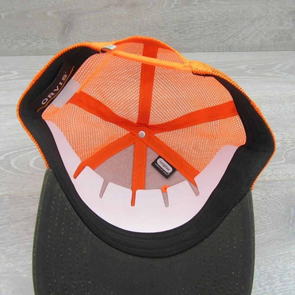 Orvis Pheasant Logo Orange Mesh Trucker Hat Cap Men's Snapback NEW - Picture 10 of 13